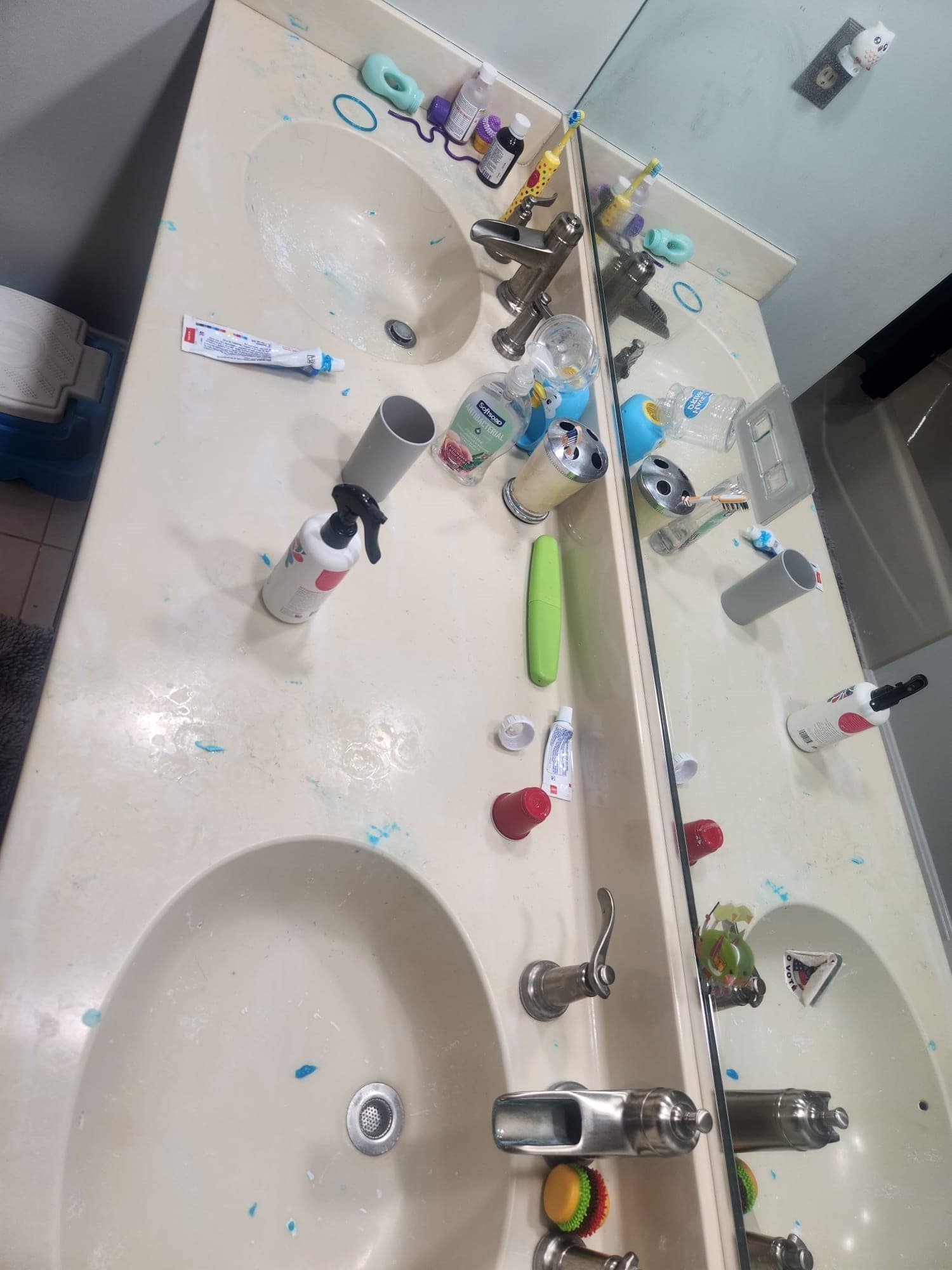 Bathroom sink area before professional cleaning